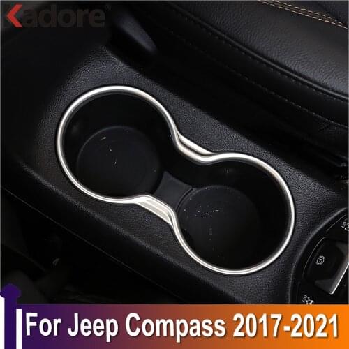For Jeep Compass 2017-2020 Carbon Fiber Water Cup Bottle Frame Holder Organizer Car Interior Glass Shelf Container Accessories