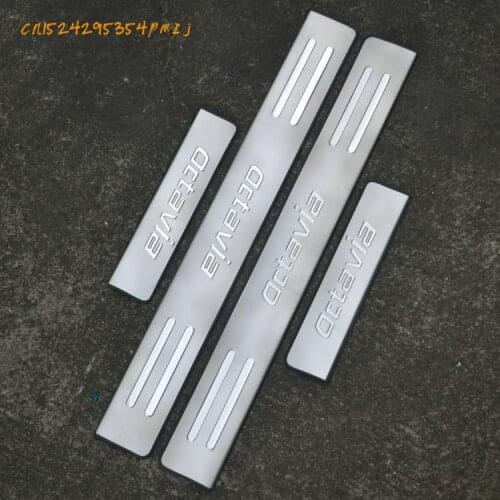 For skoda Octavia 2007-2017 item door sill stainless steel decorative accessories 4 pieces lot Freight car style multi-purpose