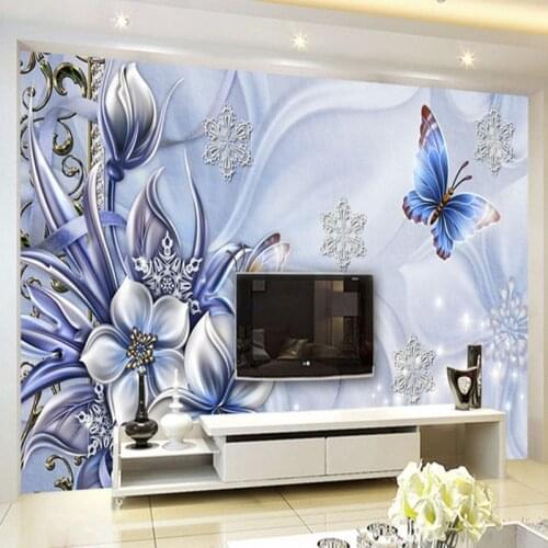 European Style Flower Butterfly Decorative Painting Background Wall Photo Mural Wallpaper Living Room Papel De Parede Floral 3D