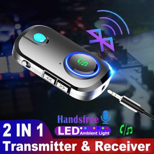 JINSERTA Bluetooth 5.0 Receiver Transmitter Handsfree Audio Adapter 3.5mm AUX Jack Car MP3 Player for Car TV Speakers Headphone