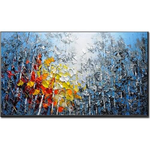A Forest Has A Great Contrast In Colour 100% Handpainted Paintings Wall Art Home Decor Picture Modern Oil Painting On Canvas