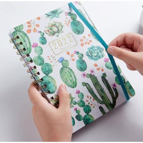 Schedule Book Premium Paper Fresh Pattern Hardcover A5 100 Sheets 2022 Time Management English Daily Weekly Planner for Student