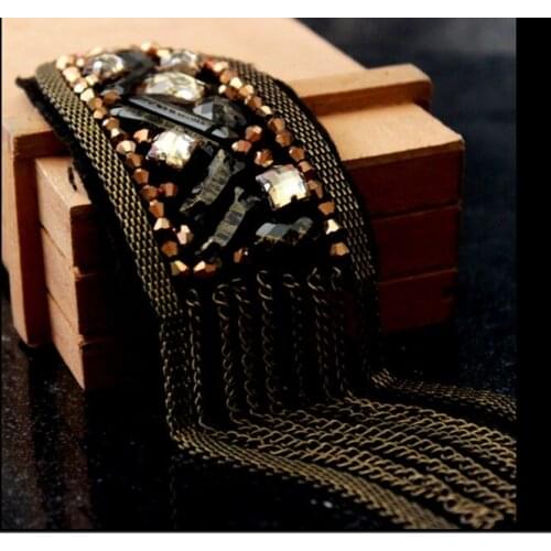Korean style Western embossed brooch metal high-end performance stage clothing badges tassel jewelry