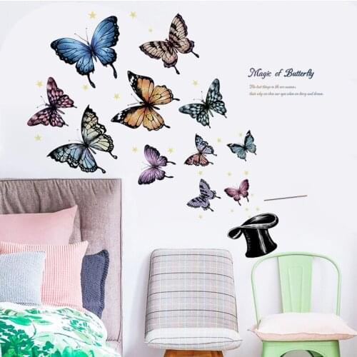 Colorful Butterflies 3D Wall Stickers Home Living Room Decoration Sofa Background Decals Bedroom Wall Decoration Self Adhesive