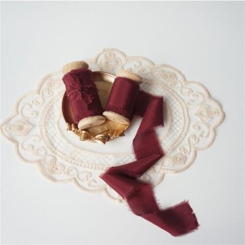 25mm 1" 100% Pure Silk Frayed Edged Ribbon Satin Silk Ribbon For Handcrafts Wedding Party Bridal Bouquet Invitations