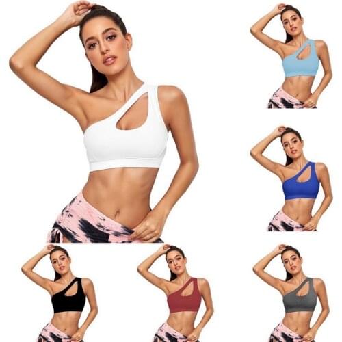 One Shoulder Fashion Fitness Bra Sports Bras For Women Shockproof Training Gym Athletic Running Underwear Sportswear