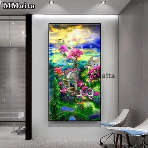 Garden Sunshine Natural scenery diamond painting cross stitch mosaic embroidery Full round/square diamond Fantasy Landsca GG5703