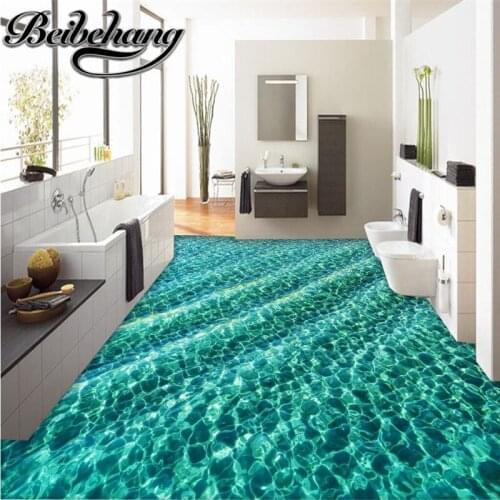 Beibehang Custom flooring modern green water ripple waterproof non-slip thickening kitchen Self-adhesive PVC floor 3d wallpapers