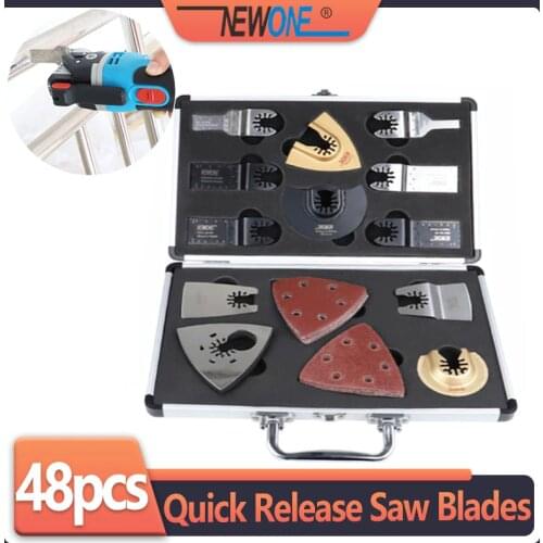 NEWONE Quick Release Oscillating Multitool Saw Blades Renovator Accessory Kit with Aluminum Case fit for Fein Multimaster Dremel