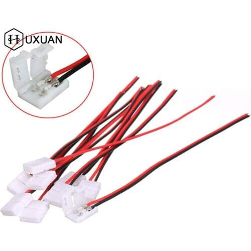 Wholesale 10Pcs PCB Cable 2 Pin LED Strip Connectors 3528/5050 8m/10mm Width PCB Ribbon Single Color Adapter