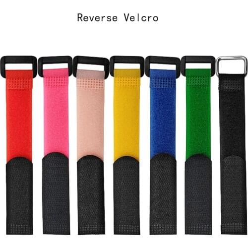 5pcs 2x20cm Polychromatic Nylon Reverse Buckle Magic Hook Loop Fastener Cable Ties strap sticky fastener tape