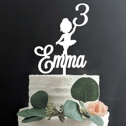 Custom name and age birthday cake topper,Little girls birthday cake topper,Dance theme cake decoration, Party props
