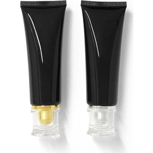 80ml 50pcs/lot Luxury Glossy Lotion Tube Black Squeeze Bottle Empty Storage Hose With Acrylic Cap Cosmetic Container Soft Tube