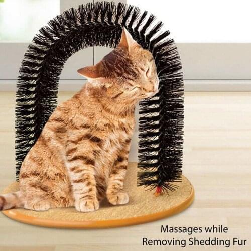 Arch Type Door Cat Massage Toy Pet Brush Groomer Massager Scratching Pad For Cat Massager Hair Comb Brush With Round Base