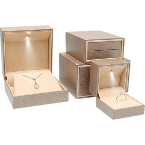 Simple Style LED Lighted Ring Earring Pendant Box Fashion Wedding Jewelry Box Display Packing For Lover