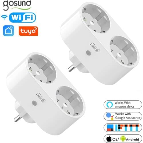 16A EU Gosund WiFi Smart Plug 2 In 1 Outlet Tuya / Smart Life App Remote Control Home Appliances Works With Alexa Google Home