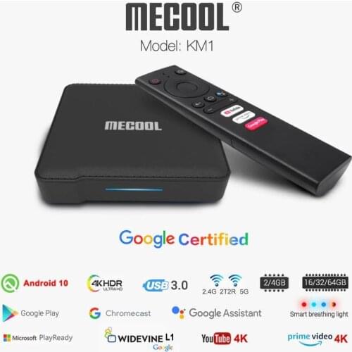 5pcs Mecool KM1 ATV Google Android 10 TV Box Amlogic S905X3 Smart 4K Dual Wifi 2T2R Set Top Box