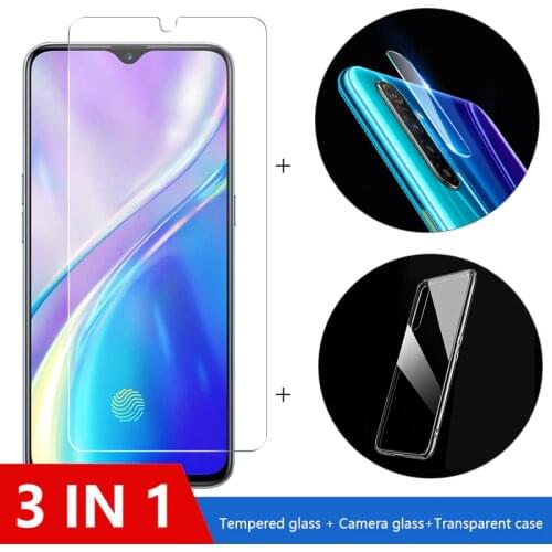 3-in-1 Case + Camera Glass For realme 7 6 5 pro Screen Protector Lens Glass On OPPO realme X2 5i c3 V5 5G X3 xt protective Glass