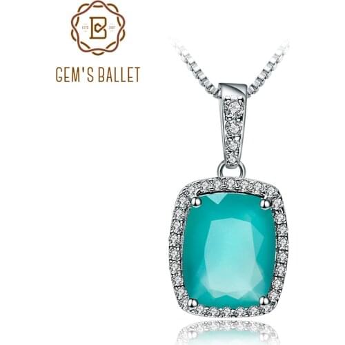 GEMS BALLET 3.67Ct Natural Green Agate Gemstone Pendant Necklace For Women 925 Sterling Silver Fine Jewelry Drop Shipping
