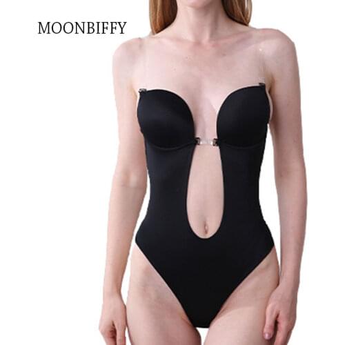 Womens Full Body Shaper Backless Shaperwear Seamless U Plunge Shapers Push Up Underwear Slimming Bodysuit Wedding Dress