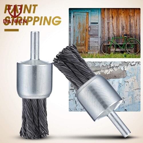 1-2pcs Steel Knot Wire End Brush With 1/4" Shank For Die Grinder Machine Drill Tools Accessories for Metal-cleaning