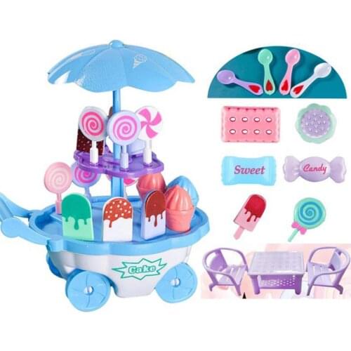 1 Set Simulation Utensils Play House Toys Simulation Pretend Play ABS Dessert Shop Cart Role Playing Girls Toys Children Gift