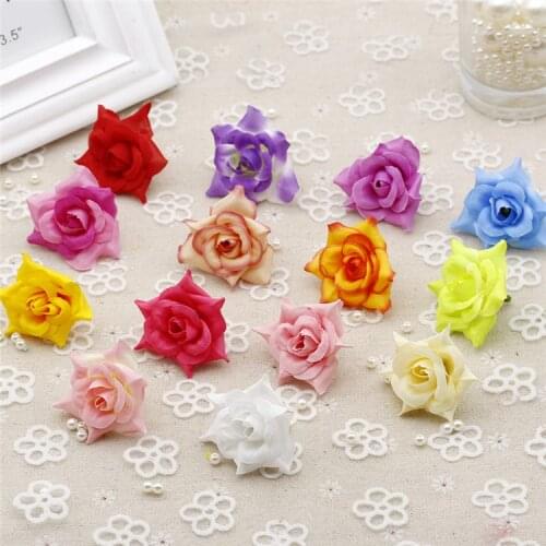 10pcs 4cm Mini Roses Artificial Flower Heads DIY Handmade Wedding Bouquet Bridal Wreath birthday christmas party gift box decor