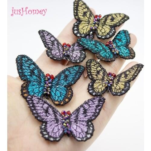 20pcs Stylish Beaded Embroidery Monarch Butterflies Handmade Butterflies For DIY Jewelry Making