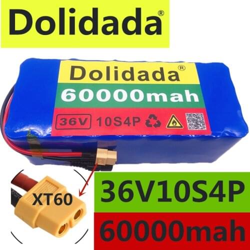 2021 Original XT60 interface 36V battery 10S4P 60Ah battery pack 500W high power battery 42V60000mAh Ebike electric bike BMS