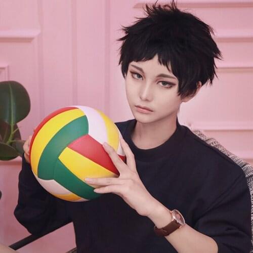 Anime Haikyuu!! Keiji Akaashi Cosplay Wig Short Black Props Heat Resistant Cosplay Costume Wig + Free Wig Cap Halloween Party