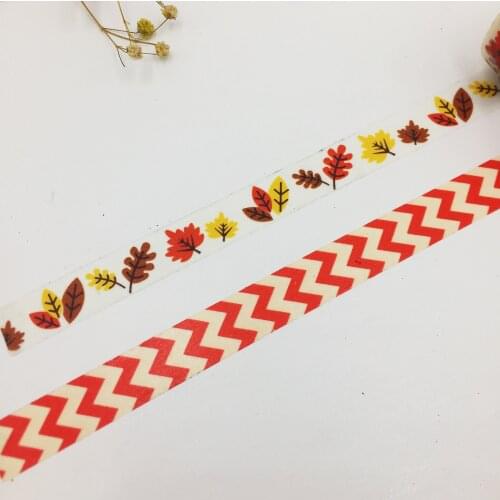 Free shipping Beautiful 15mm*5m/15mm*10m high quality washi paper tape/Leaf and Red Wavy Line masking japan washi tape