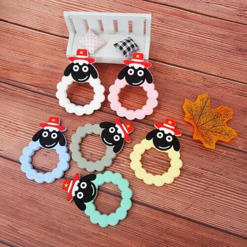 Chenkai 10PCS Silicone Sheep Cowboy Teether Toys Chewable Baby Teether Shape Products Nursing Gift Accessory BPA free