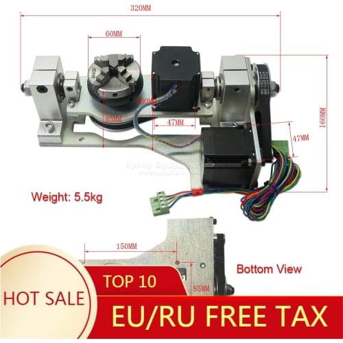 CNC DIY 5th axis rotary axis with chuck table for diy cnc router 3020 3040 3060 6040 8060 engraving machine pa rts