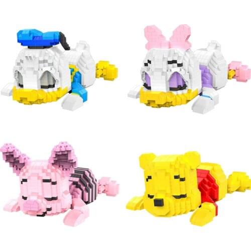 Sleep Donald Duck Diamond Building Block Disney Daisy Winnie The Pooh Piglet Figure 3D Model For Children Mini Bricks Toys