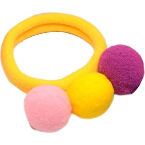 Childrens Fur Ball Hair Ring Autumn And Winter Models Ponytail Head Rope Little Girl Cute Colored Balls Hair Accessories