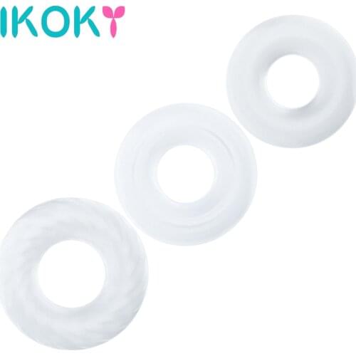 IKOKY Delay Ejaculation Penis Ring Elastic Cock Ring Sex Toys for Men
