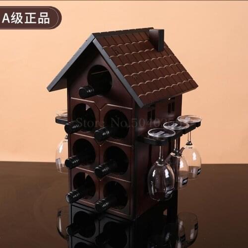 European solid wood wine rack decoration wine bottle holder wine glass holder home creative living room simple rack wine rack