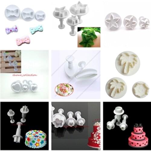1set round heart star shape Cake Decorating Flower Rose Christmas Cookie Biscuit Plunger Cutter Fondant Cake Baking Tools