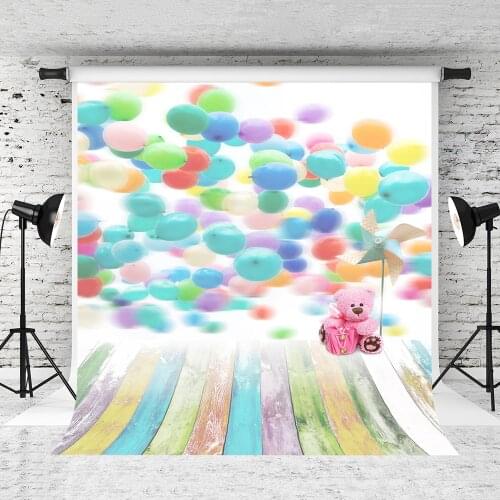 VinylBDS 5X7FT Mini Baby Child Photography Backdrop Colorful Balloons Background One Hundred Days Baby Photos