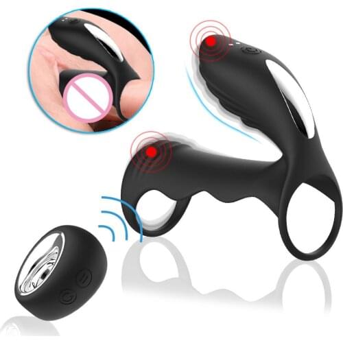 Sex Toys for Couple Men Vibrating Penis Ring Silicone Cock Scrotum Ring Remote 10 Modes Clitoris G spot Sex Ring Ejaculation