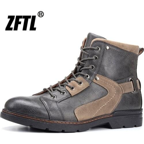 ZFTL Mens Casual Western boots Martins boots Man Ankle Tooling boots lace up vintage outside Motorcycle boots male desert boots
