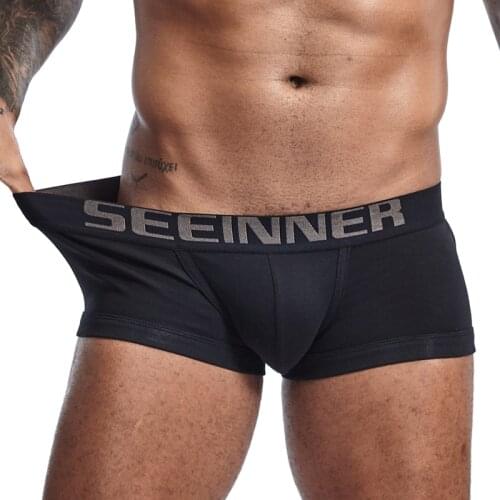 Mens Underwear Cotton Boxers Man Breathable Panties Solid Shorts Underpants Sexy Bikini Boxer Shorts