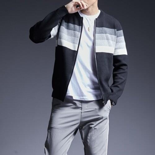 2021 New Fashion Brand Sweater For Men Kardigan Striped Slim Fit Jumpers Knitwear O-Neck Autumn Korean Style Casual Mens Clothes