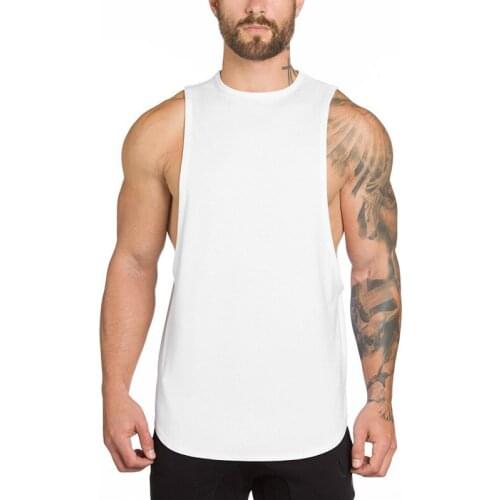 Gym mens sports fitness breathable vest sleeveless shirt cotton muscle vest sweatshirt running vest T-shirt