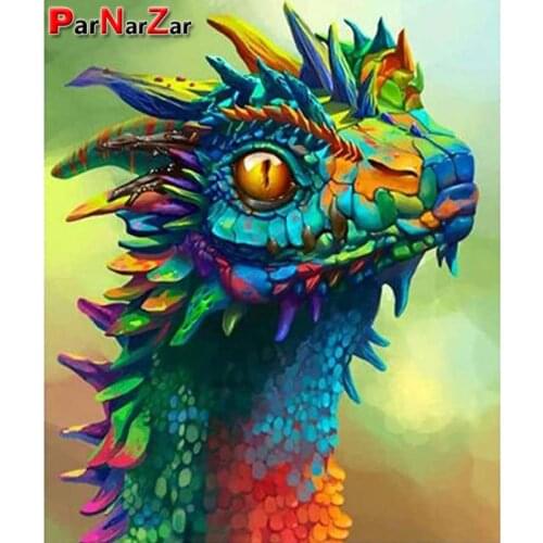 ParNarZar 5D Diamond Painting Kit by Numbers DIY Crystal Rhinestone Cross Stitch Embroidery Arts Craft Picture Colorful Dragon