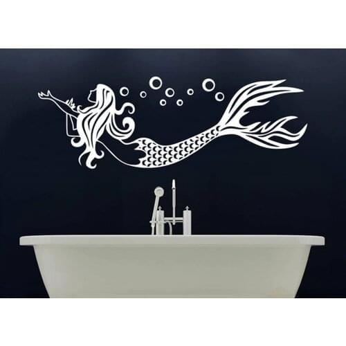 Bathroom Mermaid Wall Sticker Girl Sea Animal Ocean Bathroom Decor waterproof Vinyl wall Decal kids Nursery Home Decoration G768