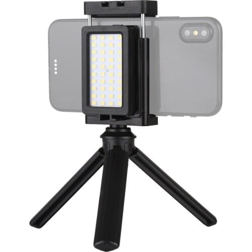 LANBEIKA Mobile Phone Desktop Tripod Cellphone Bracket Portable Black Stand Holder with Light Flash For Mobile Phone Living