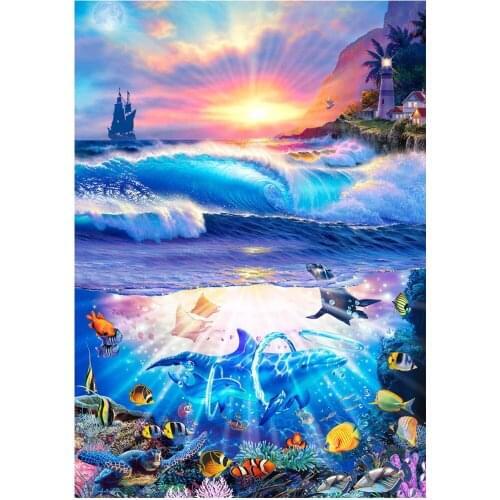 New Diamond Painting Underwater Creature World Full Diamond Diy Cross Stitch Embroidery Mosaic Landscape Decoration Painting