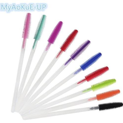 Disposable Silicone Makeup Brush Eyelash Extension One-off Mascara Wands Applicator 200pcs/lot Eyelashes Brushes Clear Handle