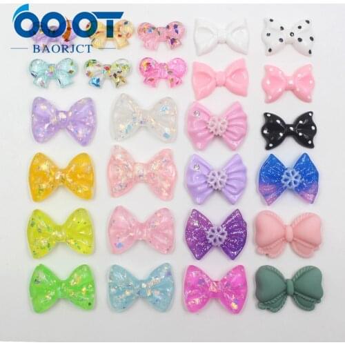 OOOT BAORJCT 20312-1,10pcs 30mm * 20mm bow color shiny decoration ornaments plush hair accessories, DIY handmade materials